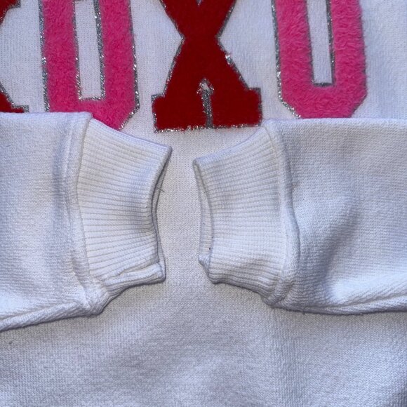 Pacific & Co White Crewneck Sweatshirt w/ Red & Pink Chenille Letters Unisex XL - Picture 4 of 6